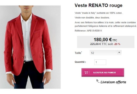 veste rouge en coton