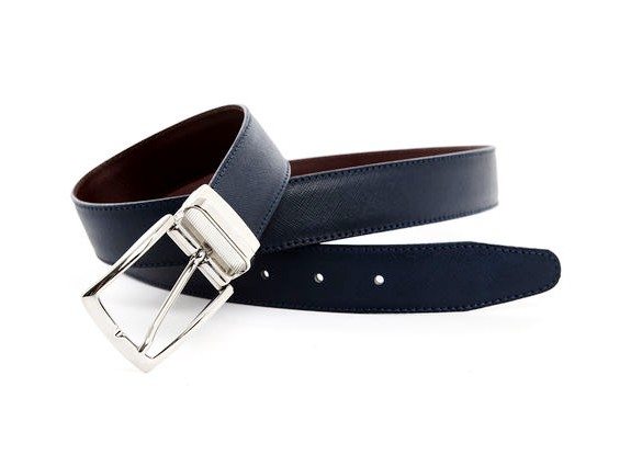 ceinture reversible bleu marine marron menlook label