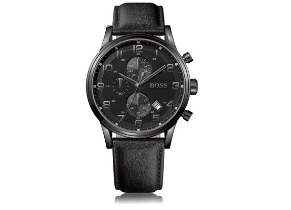 montre noire chronographe hugo boss