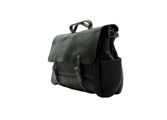 sac plombier noir en cuir bleu de chauffe