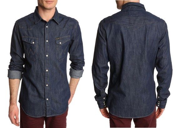 chemise denim bleu brut wrangler