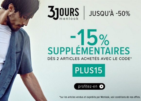 Les 3 Jours Menlook : Des promos sur des milliers d’articles !