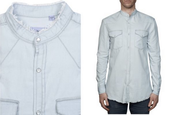 Chemise cintrée en denim col Mao Atelier Privé