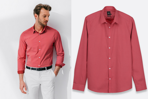 Chemise slim à motifs rouge Brice