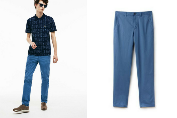 Pantalon chino bleu Lacoste, soldes d'été 2018