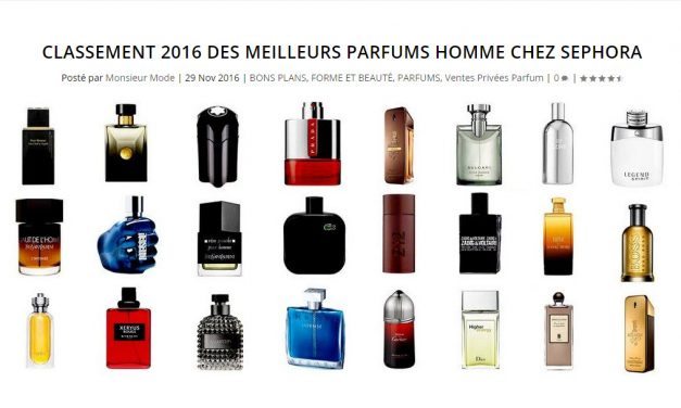 Classement 2016 des meilleurs parfums homme chez Sephora