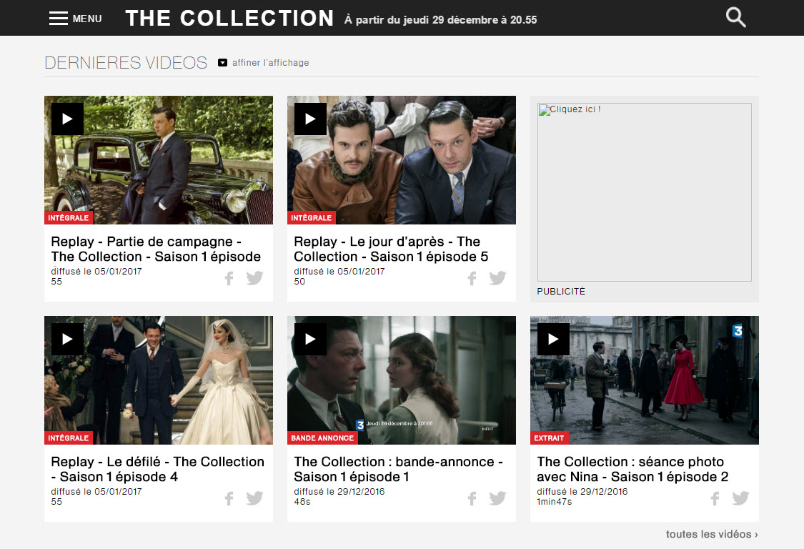 Monsieur-mode.com-France3 série TV The Collection-Episodes