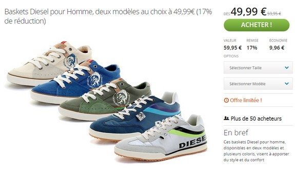 baskets diesel pas cher