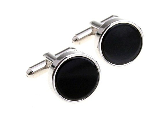 boutons de manchette noirs ronds