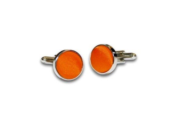 boutons de manchette orange tissu satin polyester