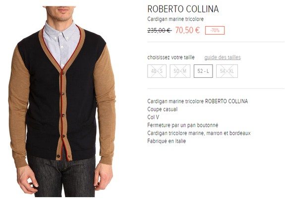 cardigan homme roberto collina