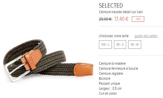 ceinture tressee kaki selected