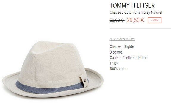 chapeau tommy hilfiger coton chambray