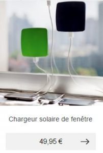 chargeur solaire fenetre idee cadeau homme ecolo