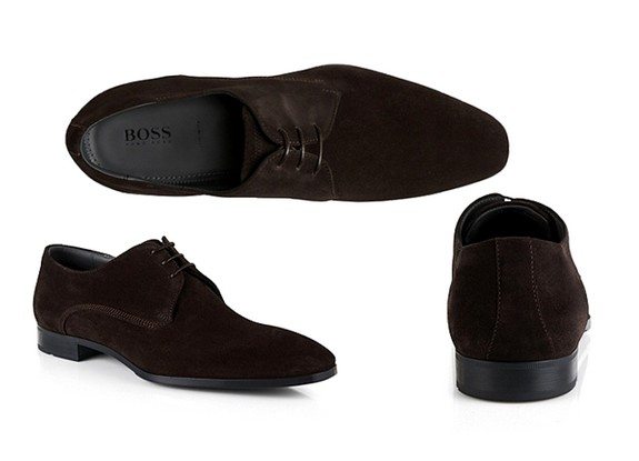 chaussures en daim cuir suede marron fonce boss