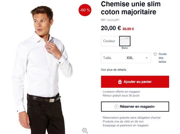 chemise blanche celio en promotion