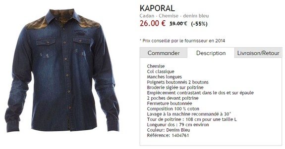 chemise jean denim kaporal