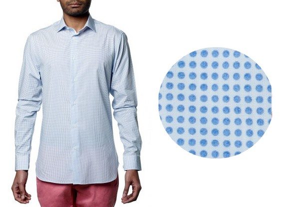 chemise motif geométrique rond bleu
