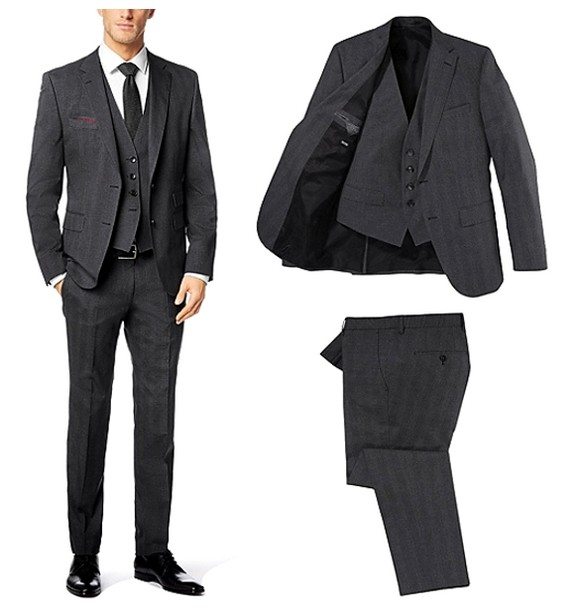 costume hugo boss gris 3 pieces en soldes