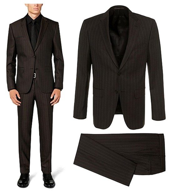 costume hugo boss slim fit marron en soldes