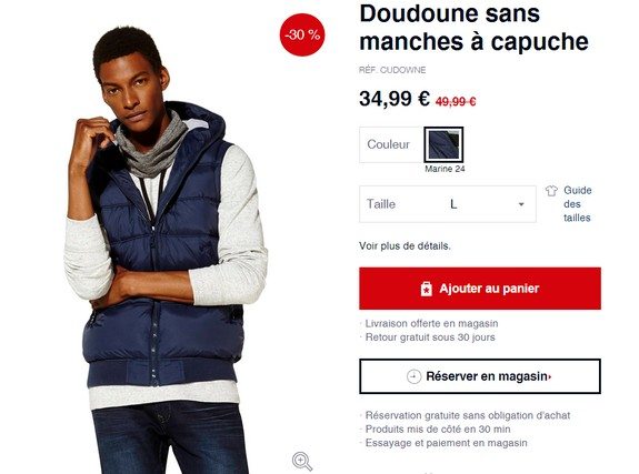 doudoune sans manches celio en promotion