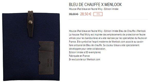 housse ipad menlook x bleu de chauffe