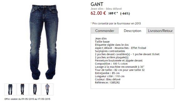 jean slim bleu gant