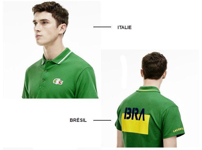 lacoste polo vert italie bresil