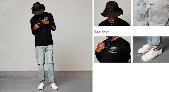 look homme noir streetwear chapeau