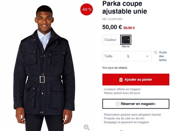 parka celio bleu marine en promotion