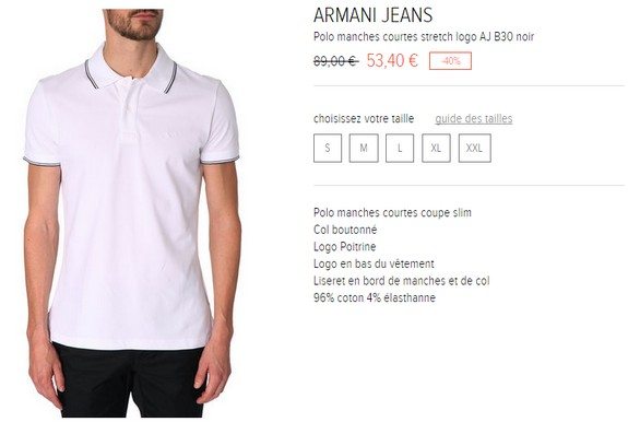 polo manches courtes armani jeans