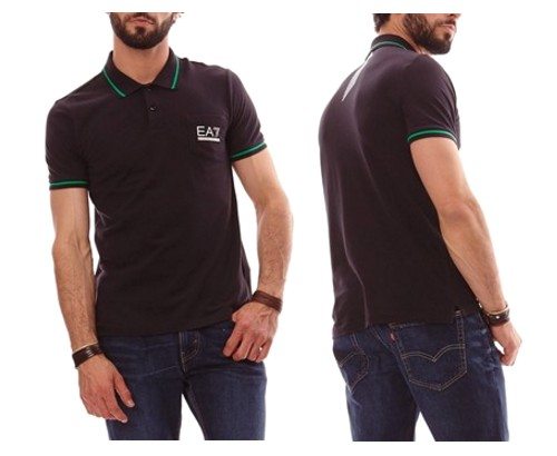 polo manches courtes ea7 emporio armani noir