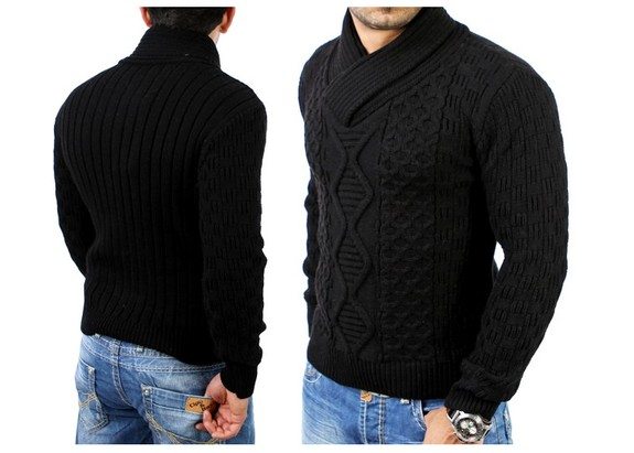 pull en tricot col chale chandail 3500 tazzio