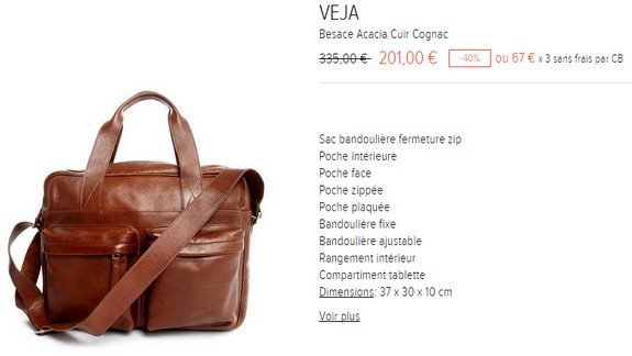 sac besace cuir veja