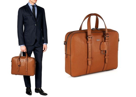 sac en cuir hugo boss maks marron