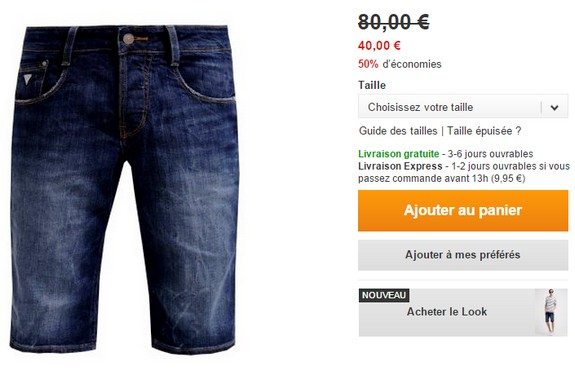 short en jean bleu guess