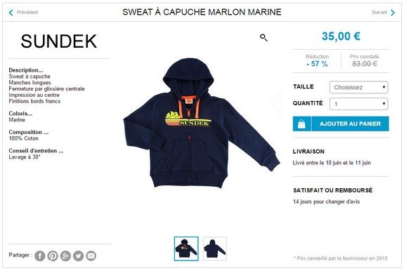 sweat capuche sundek