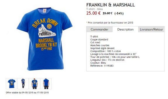 t shirt bleu franklin marshall