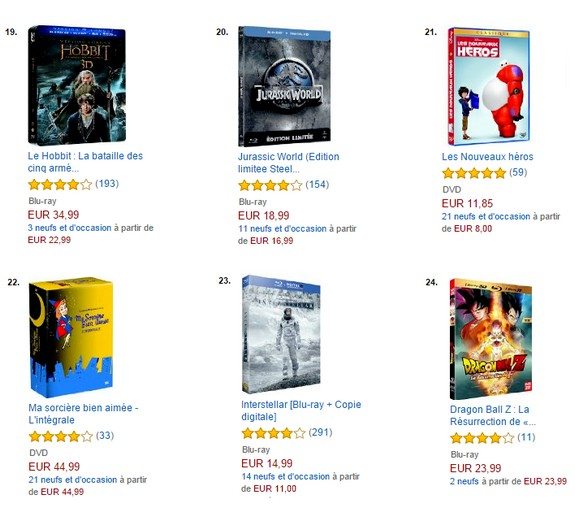 top vente dvd blu ray amazon 2015