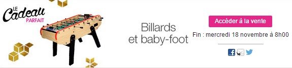 vente privee billards et baby foot