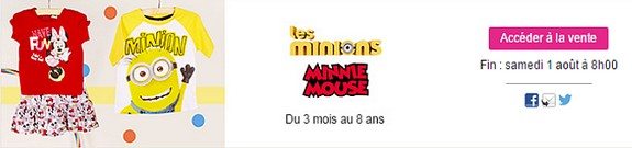 vente privee mode enfant minions minnie