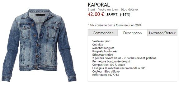 veste en jean kaporal